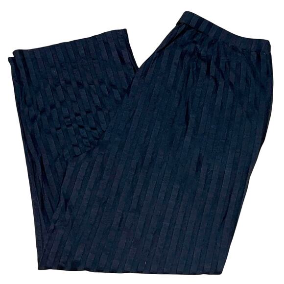 Eileen Fisher Pants L Black Tencel Wide Rib Straight Elastic Waist Pockets NWT - Picture 5 of 13